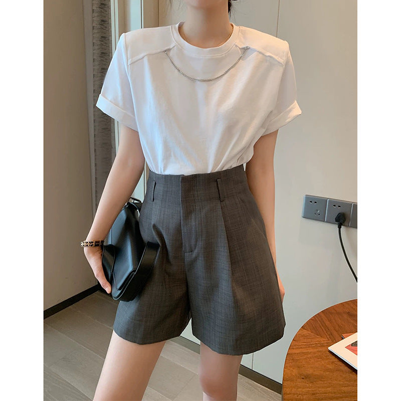 Shorts plissés taille haute pour femmes Chic und Stil