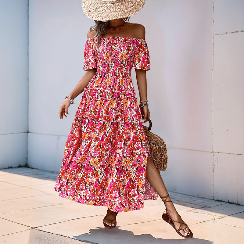 Robe maxi off-shoulder pour dames avec design de volants en couches Chic und Stil