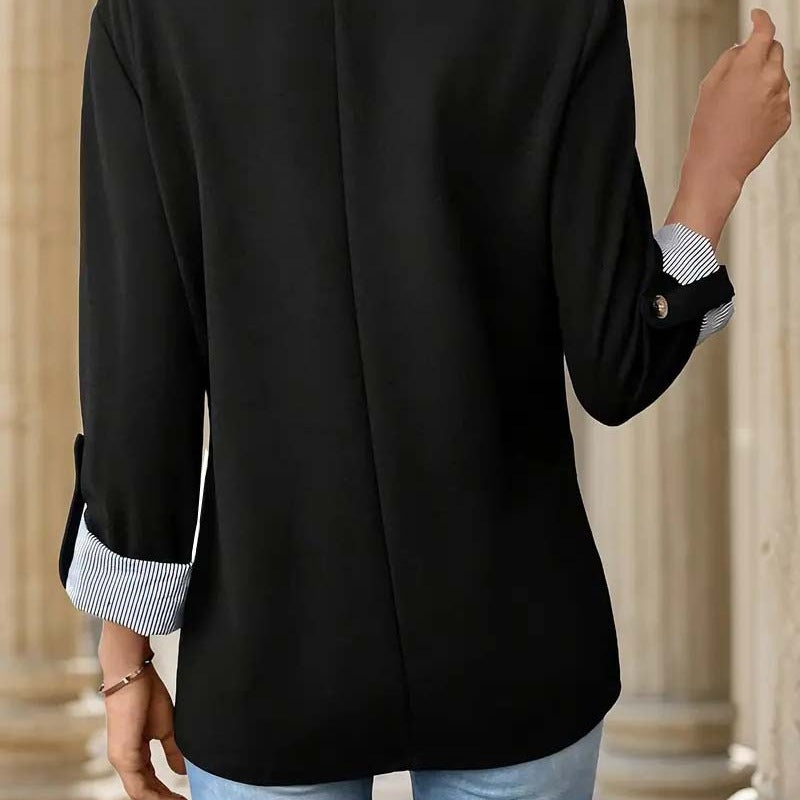 Veste de blazer à la mode pour femmes avec des détails de contraste élégants Chic und Stil