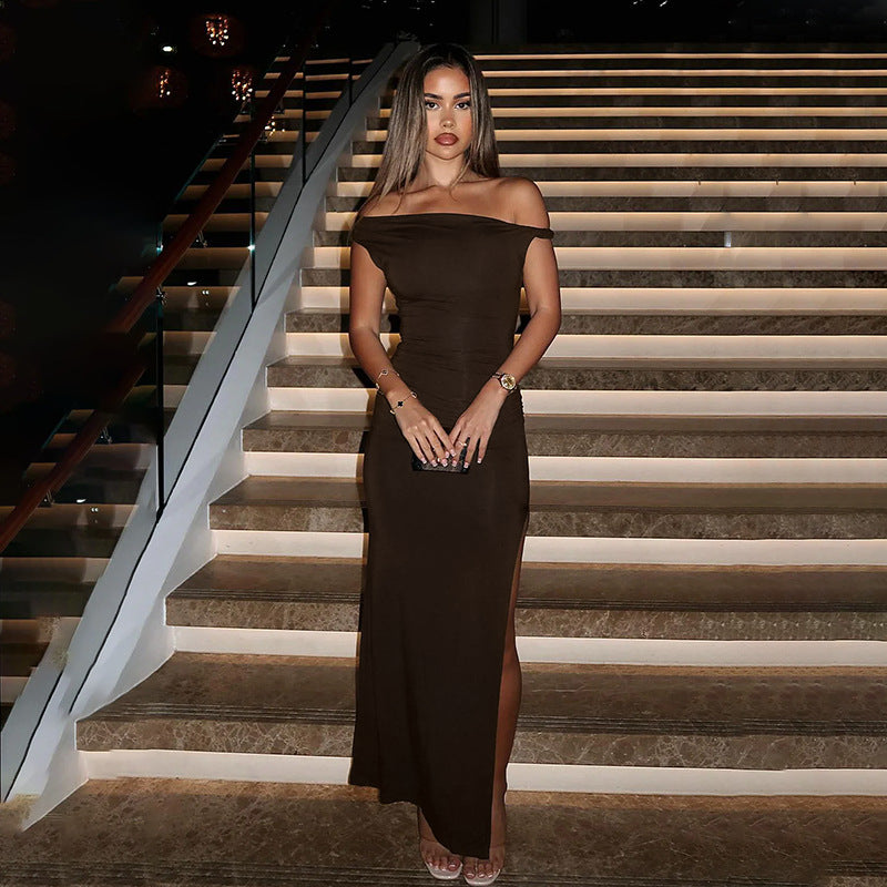 Robe maxi asymétrique à une épaule Chic und Stil pour femmes