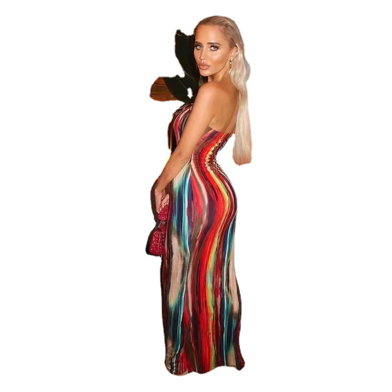 Chic and elegant strapless design women's bodycon maxi dress