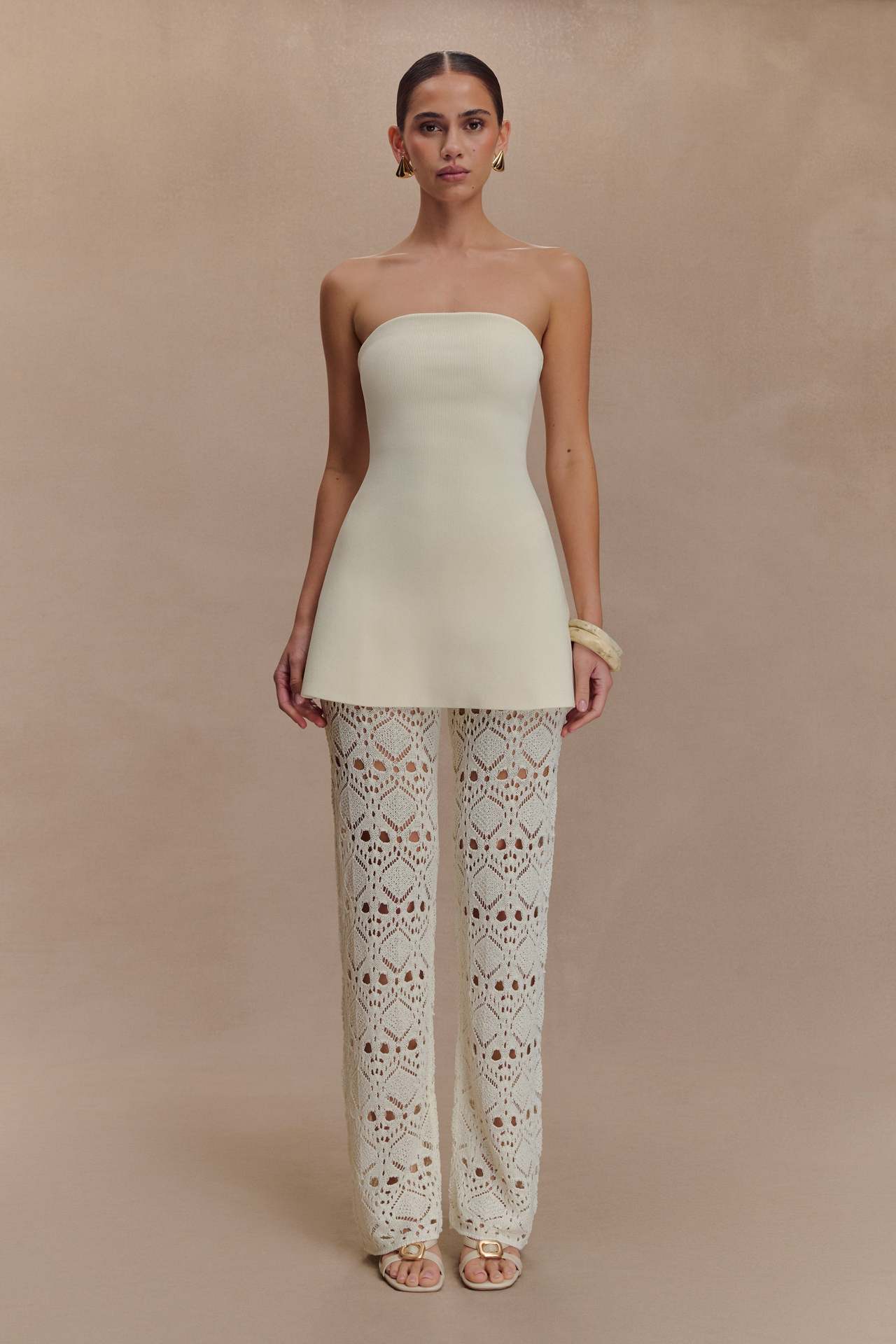 Dames élégant haut avec un pantalon en crochet léger Chic und Stil