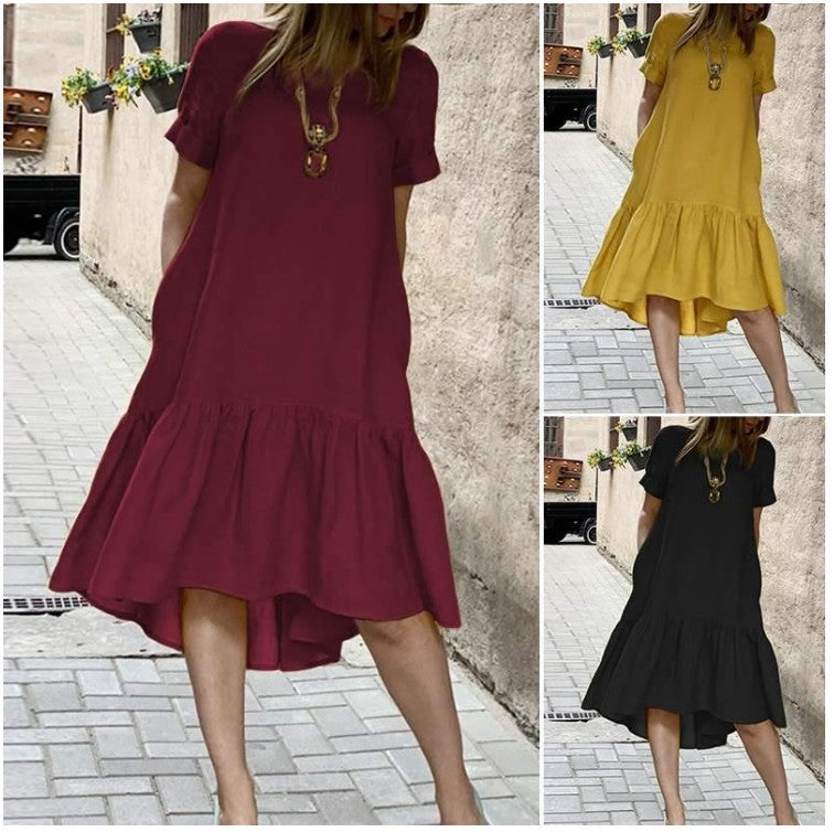 Robe midi à volants high-low pour femmes Chic und Stil