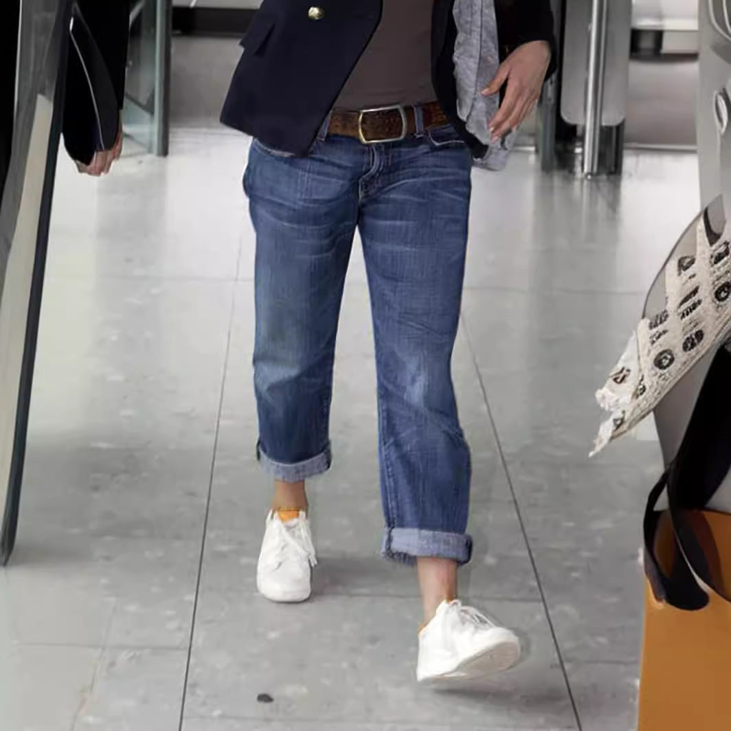 Jeans en Denim Déchiré Relaxed Fit Femmes Chic und Stil