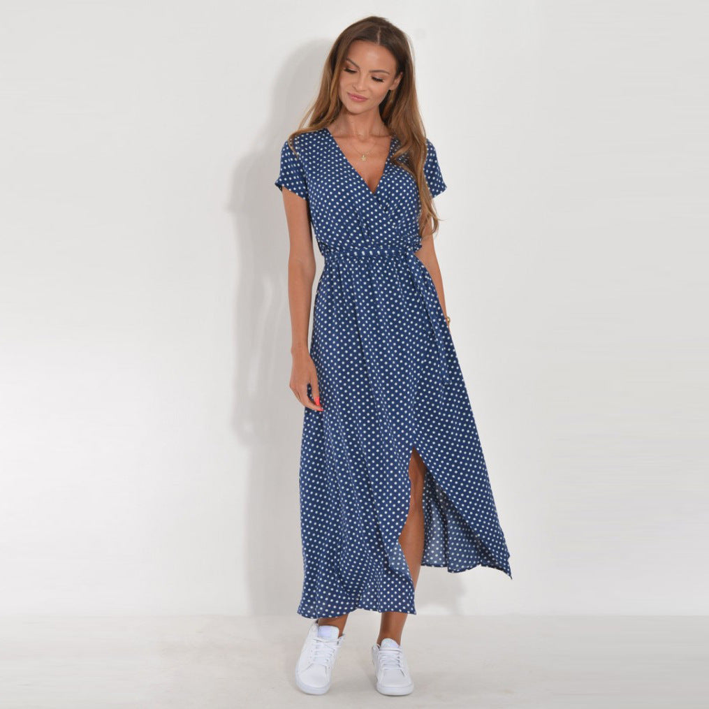 Robe maxi enroulée florale bohème pour femmes Chic und Stil