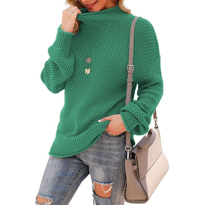 Pull en grosse maille pour femmes avec col haut et structure tendance Chic und Stil
