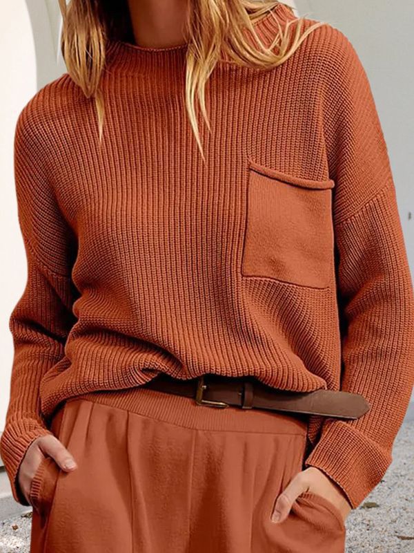 Pull-over en tricot pour femmes avec coupe ample et poche poitrine pratique Chic und Stil