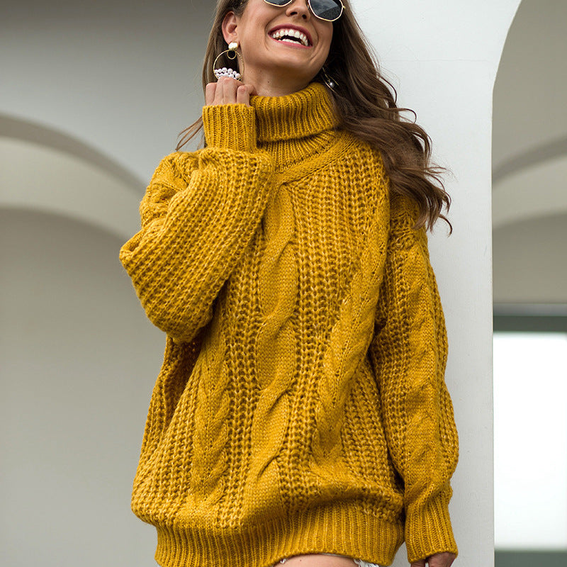 Pull en grosse maille pour femmes avec col montant et design de torsades texturé Chic und Stil