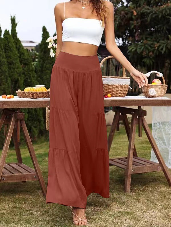Pantalon d'été ample pour femmes avec taille élastique et coupe fluide Chic und Stil