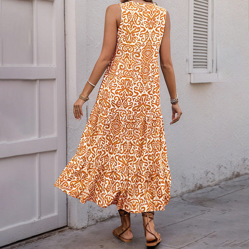 Robe maxi d'été élégante pour femmes avec design à étages Chic und Stil
