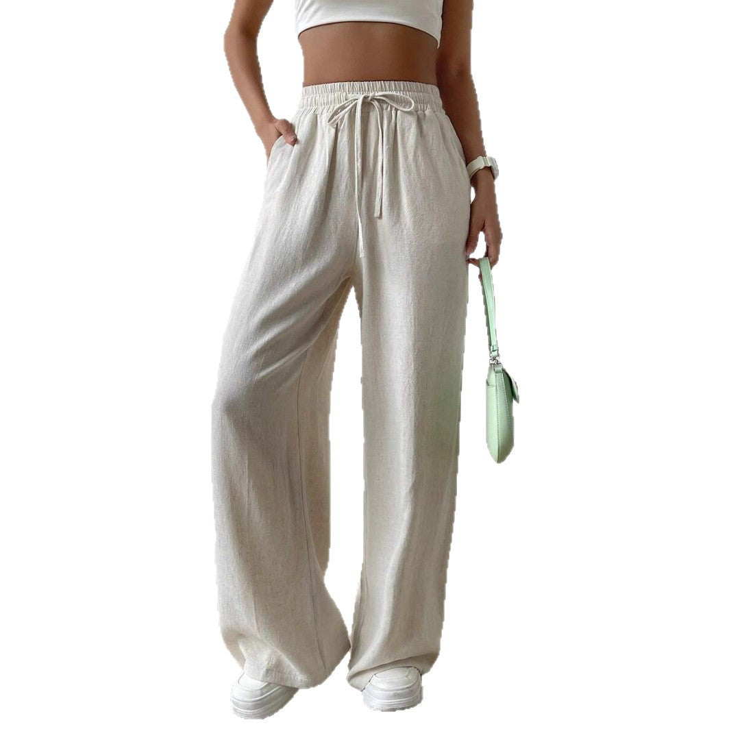 Casual linen pants for women with elastic waist and side pockets Chic and Style