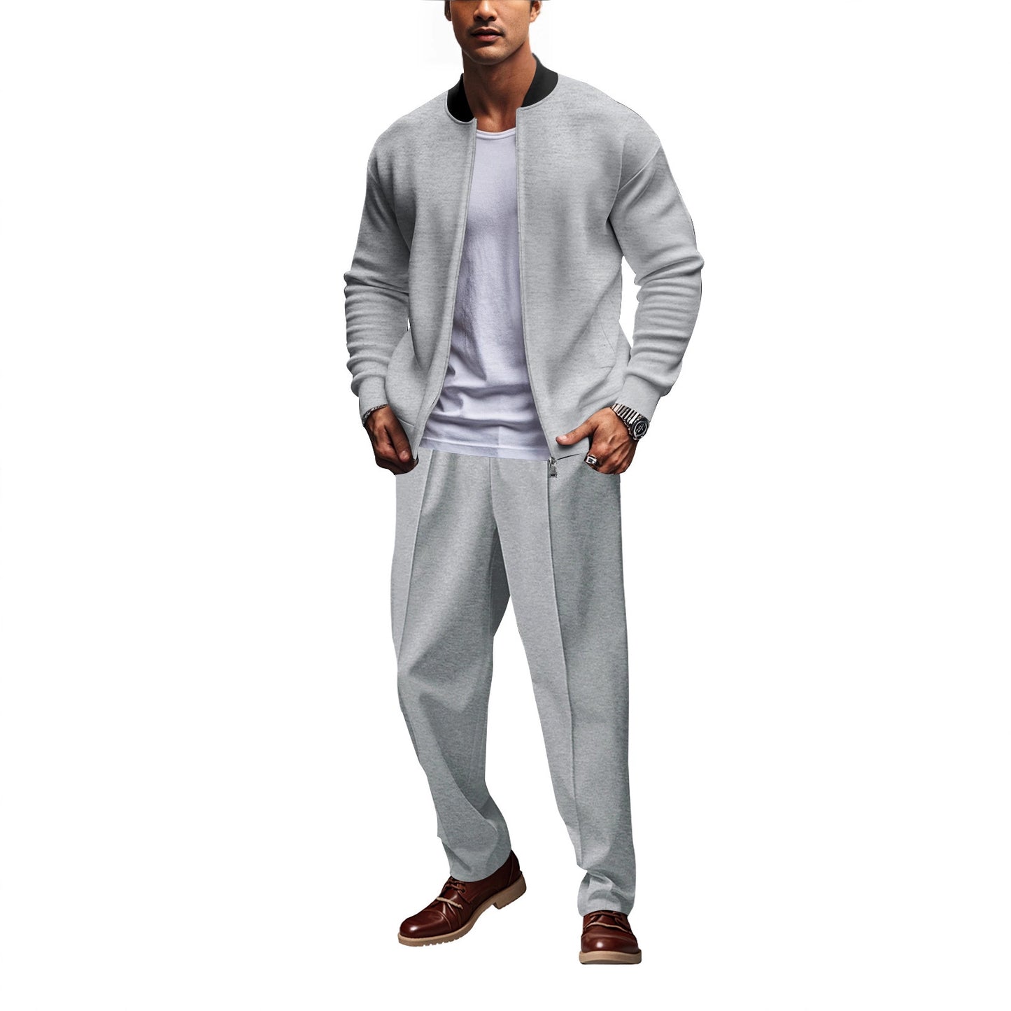 Veste à capuche sportive pour hommes avec fermeture éclair et pantalon d'entraînement assorti Chic und Stil