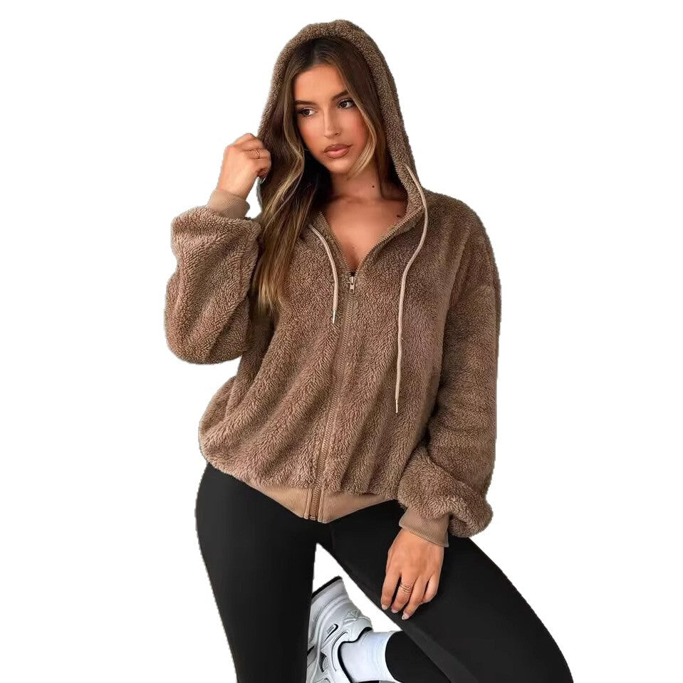 Dames Douillette Veste en Fleece Teddy avec Fermeture Éclair Chic und Stil