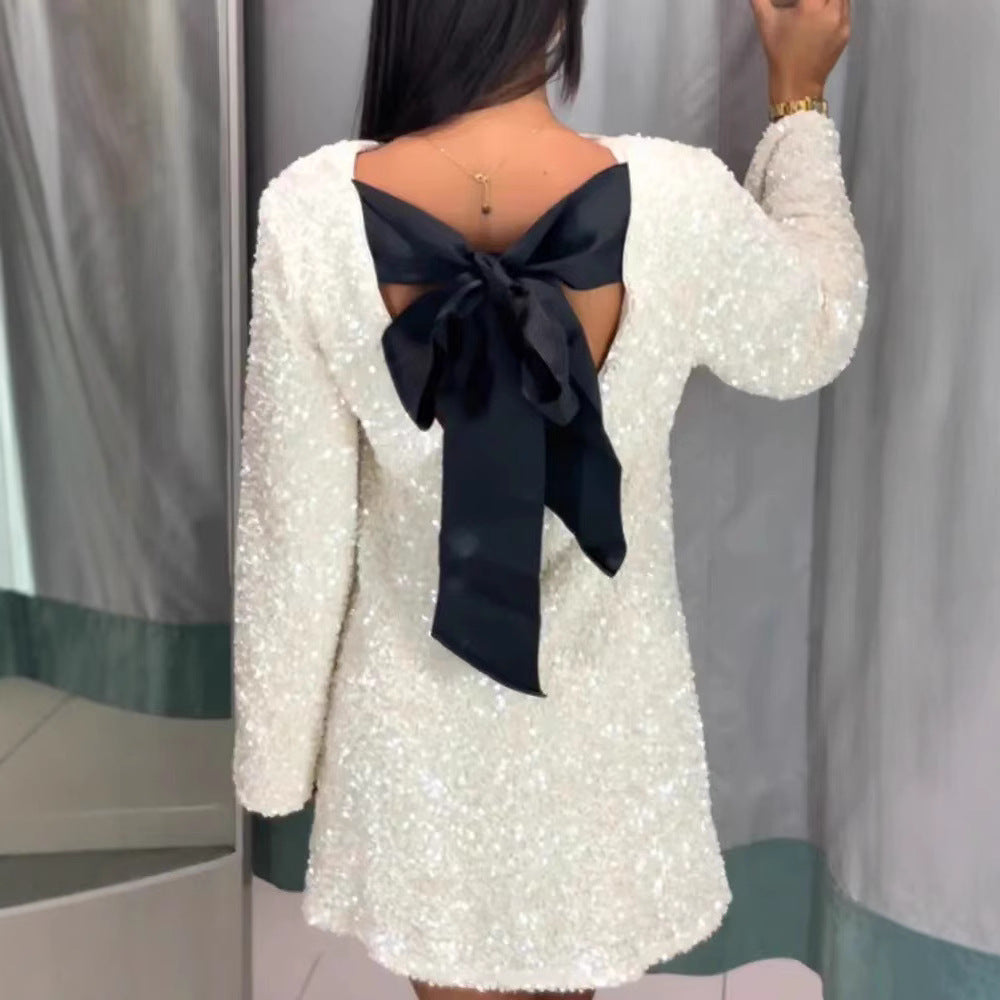 Robe Mini Pailletée Brillante Chic und Stil