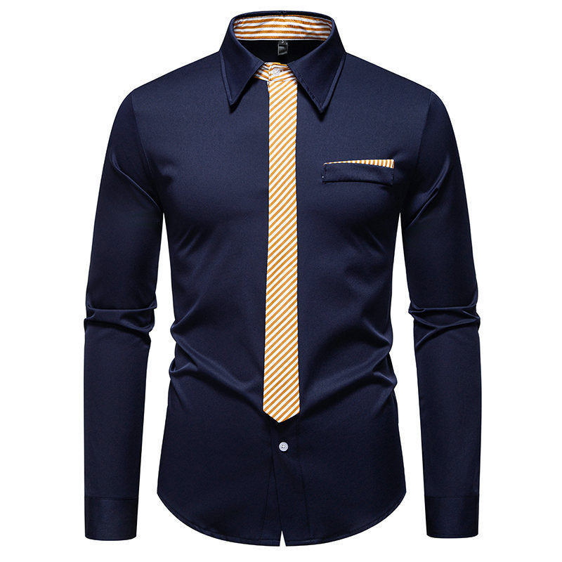Chemise à manches longues pour hommes avec un design de col innovant et une poche poitrine pratique Chic und Stil