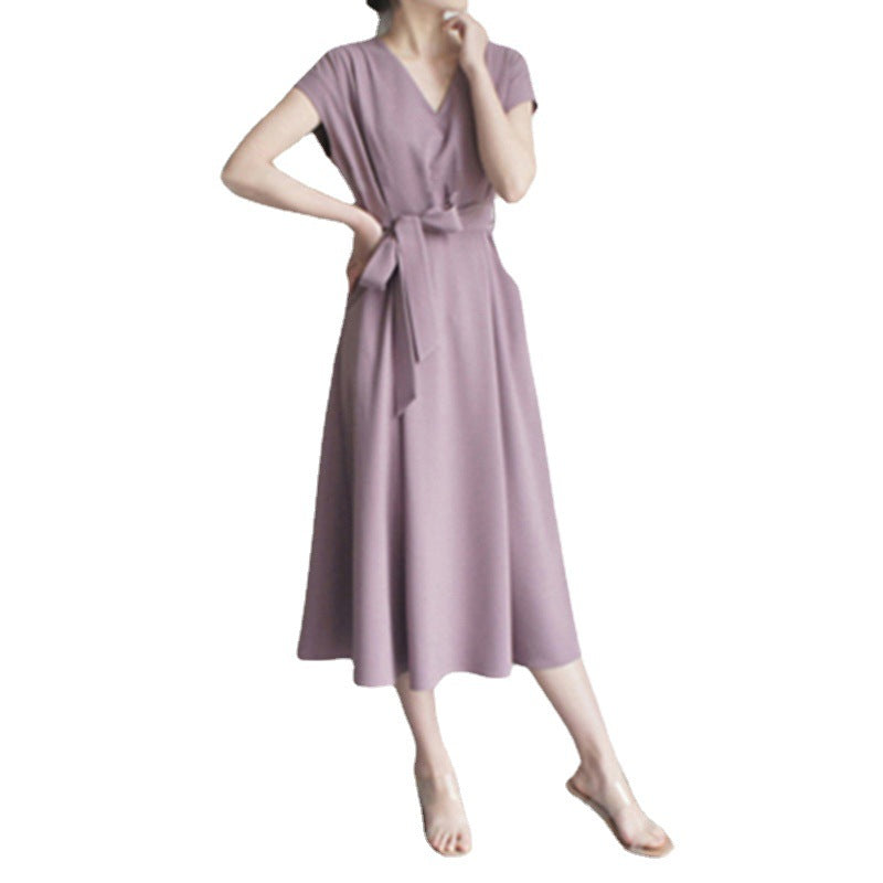 Robe midi wrap à décolleté en V pour femmes avec poches Chic und Stil