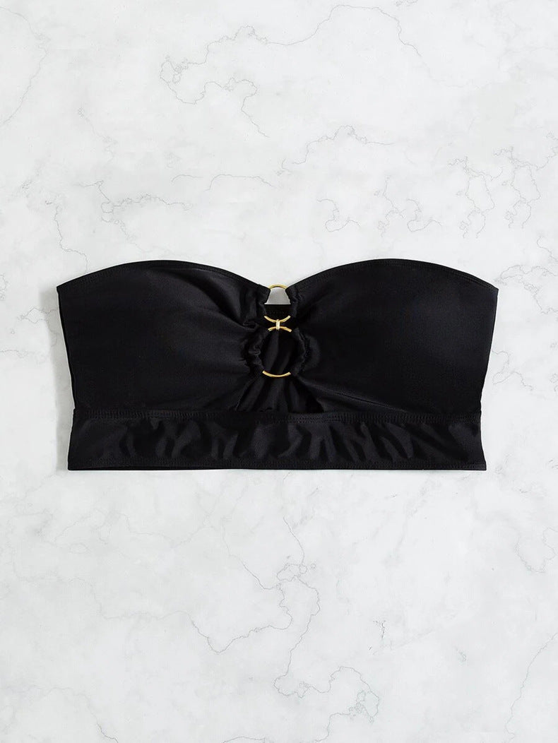Bikini-top bustier pour femmes avec fronces et accents dorés Chic und Stil