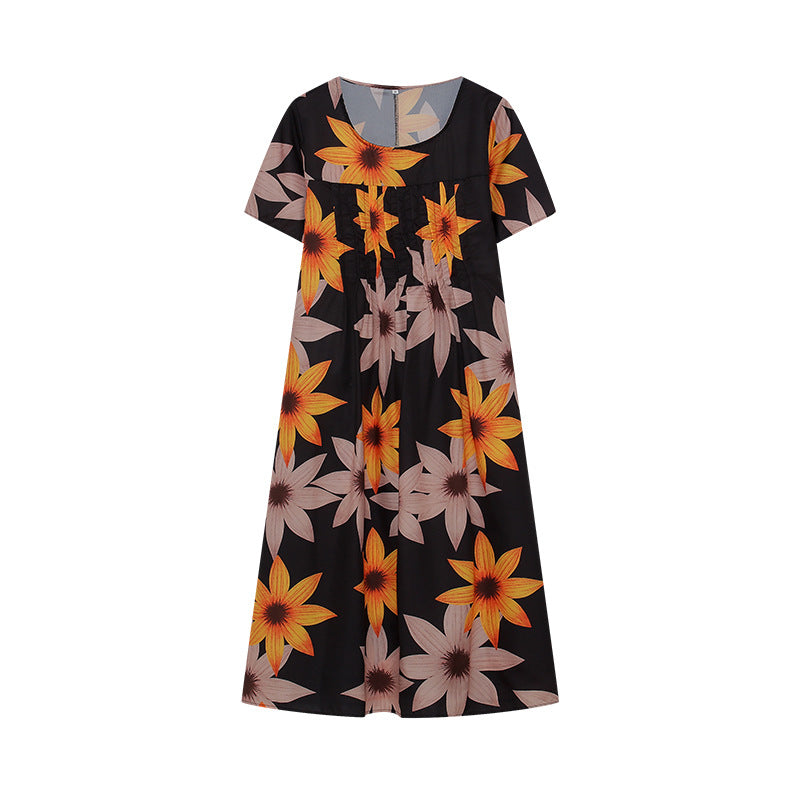 Robe midi femme à fleurs avec design plissé Chic und Stil