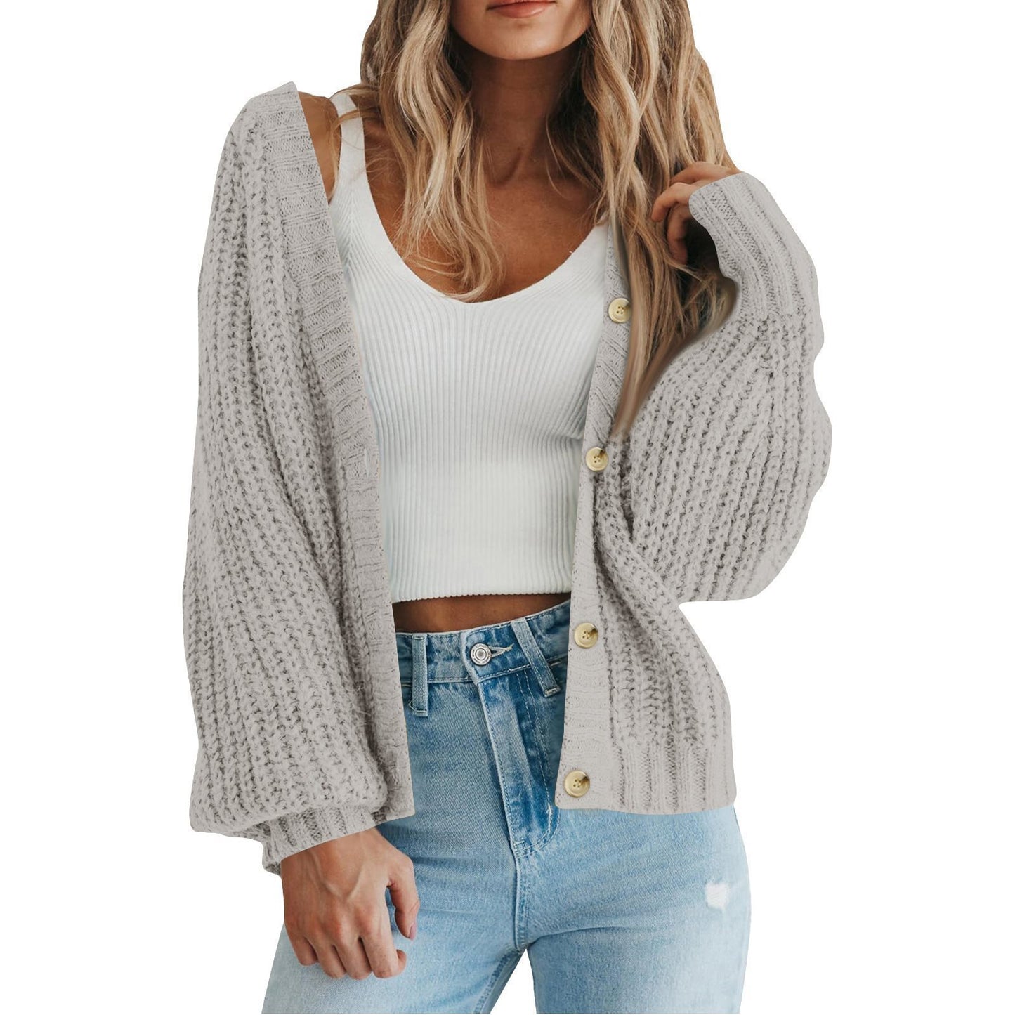 Cardigan en maille épaisse pour femme avec détails en bouton et coupe ample Chic und Stil