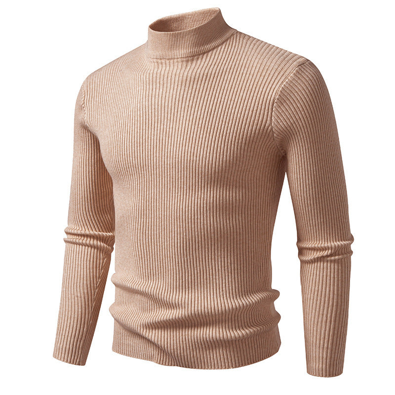 Pull à col roulé pour hommes en fine maille côtelée avec coupe ajustée Chic und Stil