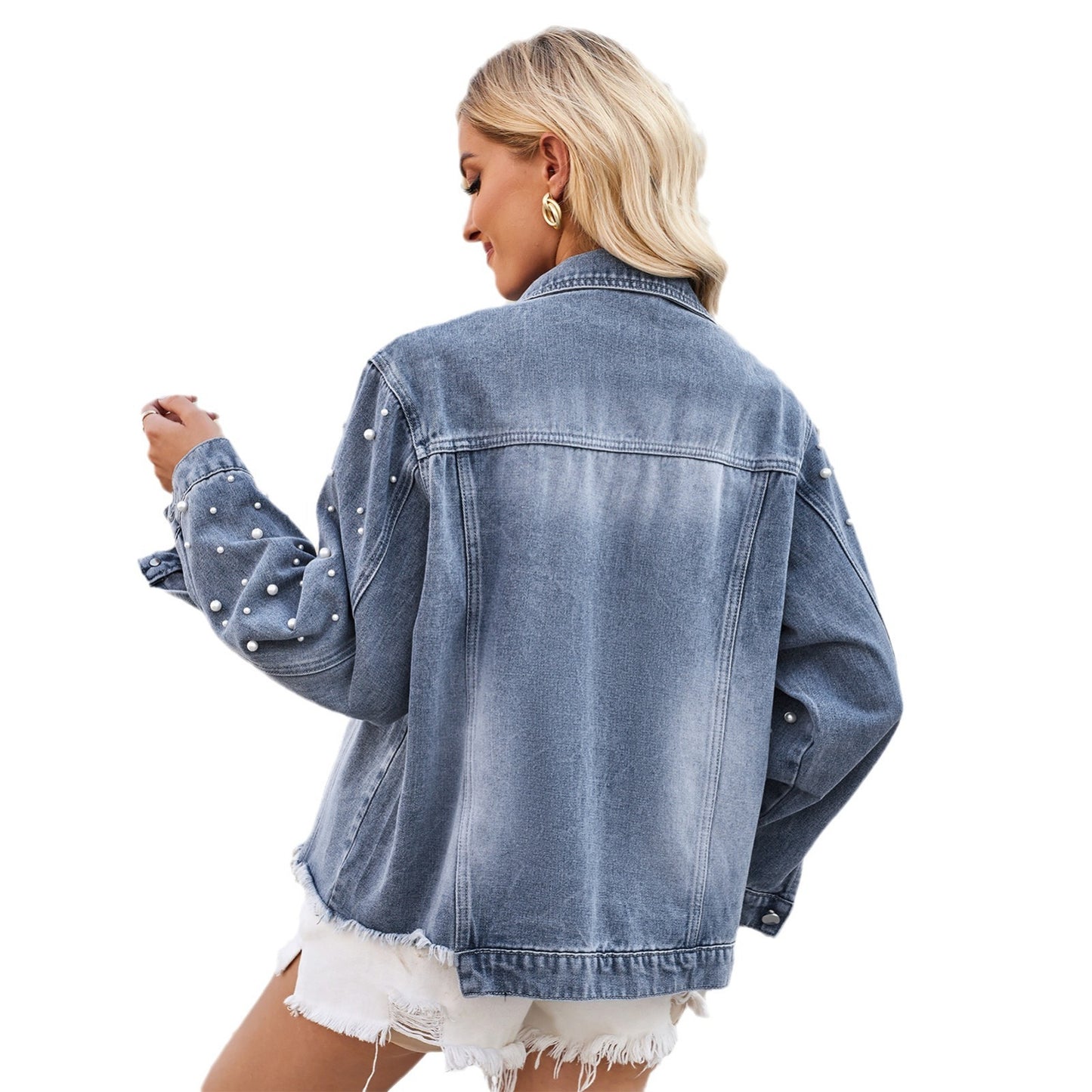 Veste en jean pour femmes avec des détails en perles élégants et une coupe décontractée Chic und Stil
