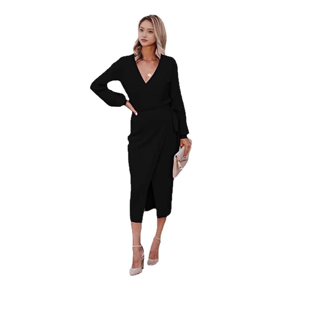 Robe portefeuille pour dames avec une élégante texture côtelée et des détails modernes Chic und Stil