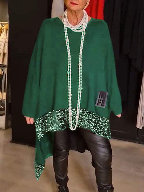 Dames Élégant et fluide haut en tricot asymétrique Chic und Stil