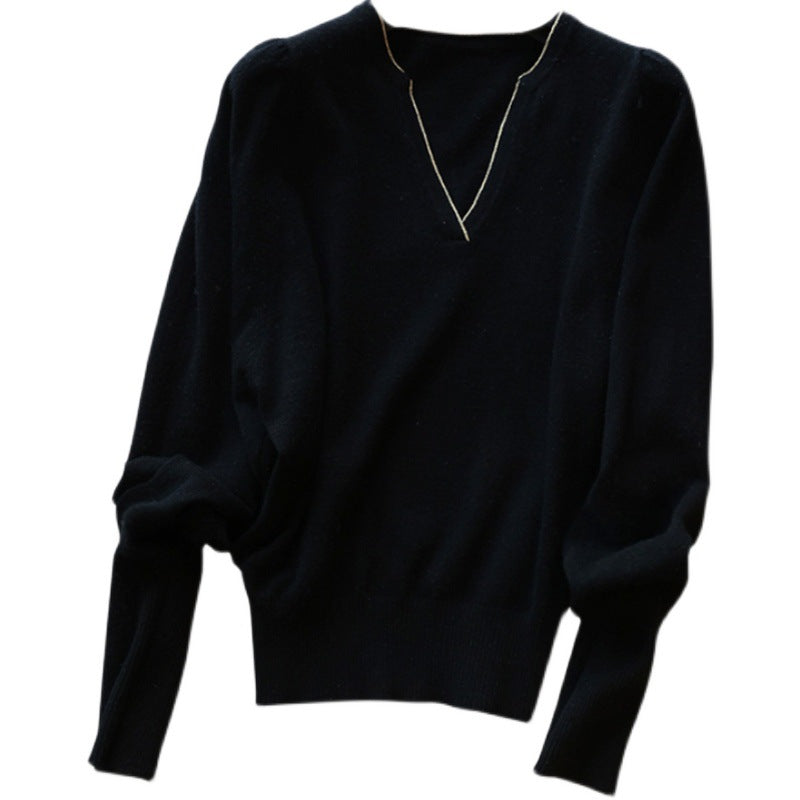 Blouse en maille élégante à col en V pour femmes Chic und Stil