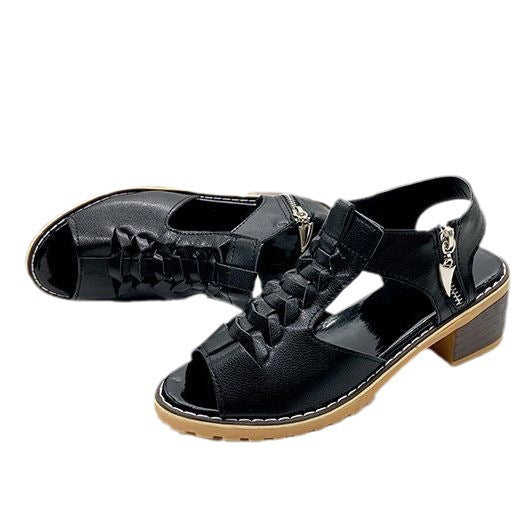 Sandales à lacets tendance pour femmes avec bout ouvert et talon bloc confortable Chic und Stil