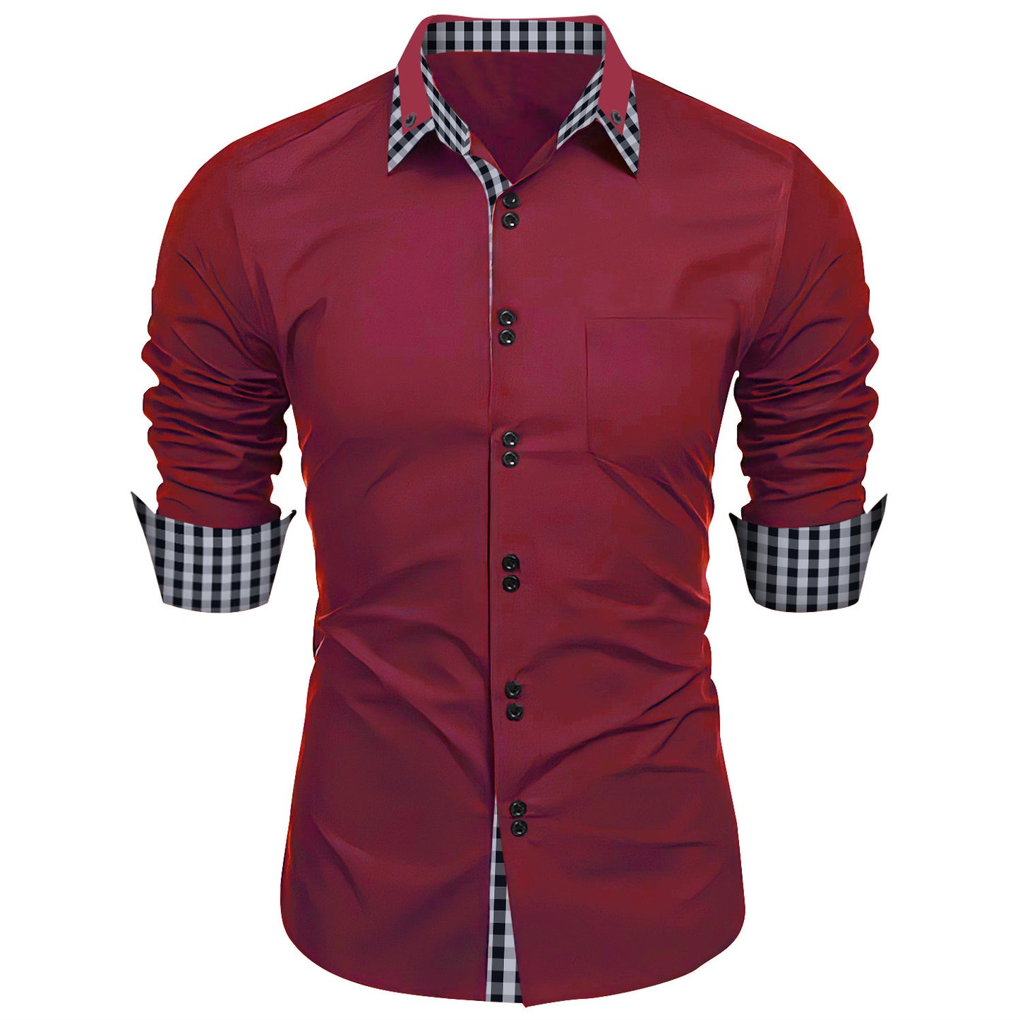 Chemise à manches longues pour hommes premium avec bouton et poignet contrasté Chic und Stil