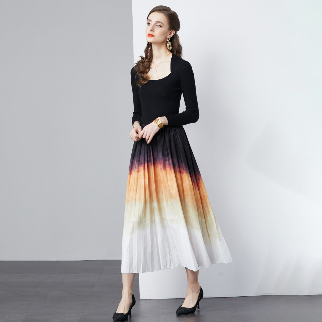Jupe maxi plissée élégante Chic und Stil pour femmes