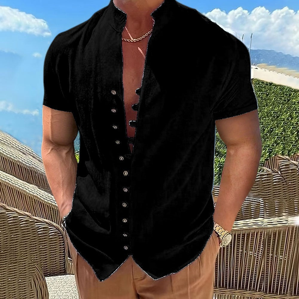 Chemise à manches courtes pour hommes avec patte de boutonnage Chic und Stil