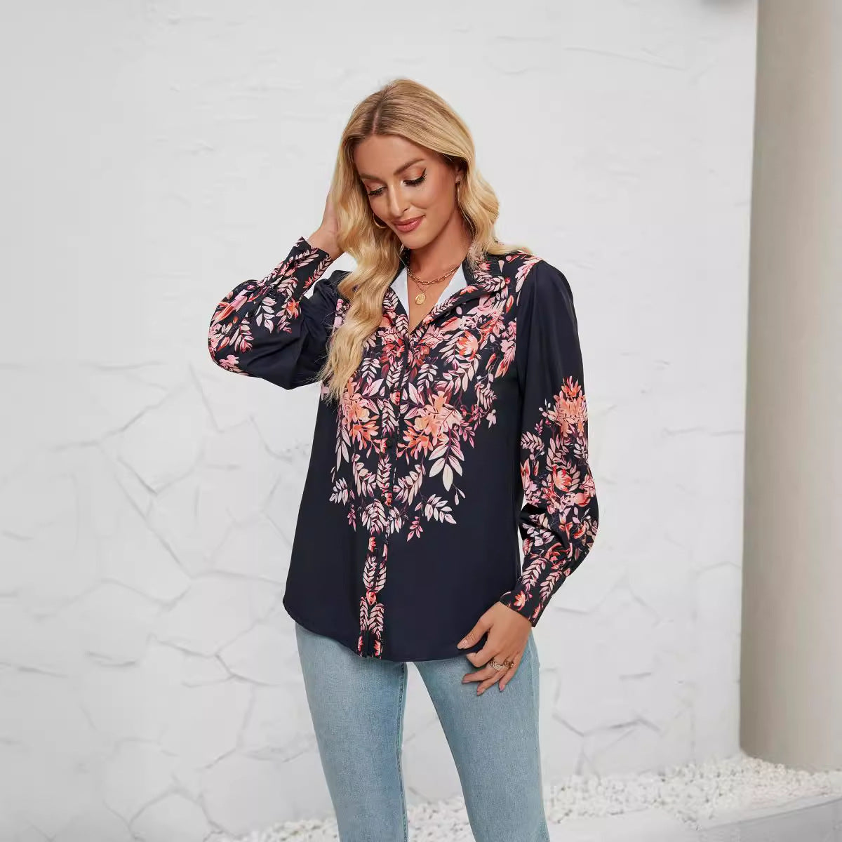 Blouse élégante pour femmes avec imprimé floral et manches larges Chic und Stil