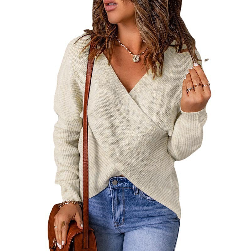 Pull-over décontracté pour femmes avec décolleté en V profond et tissu texturé Chic und Stil