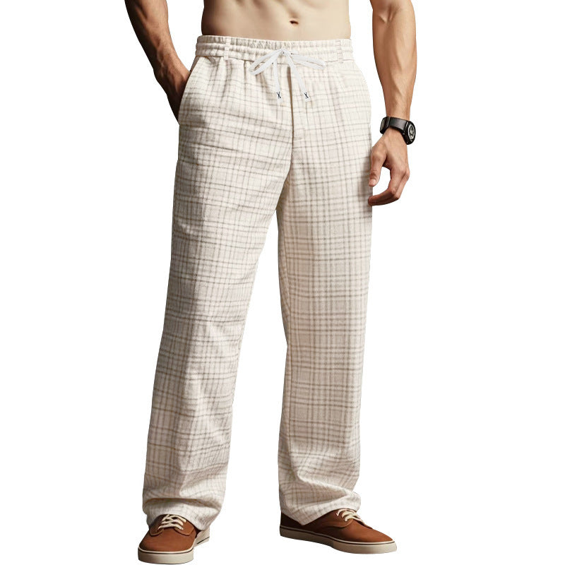 Pantalon à carreaux décontracté pour hommes avec taille élastique et cordon de serrage réglable Chic und Stil