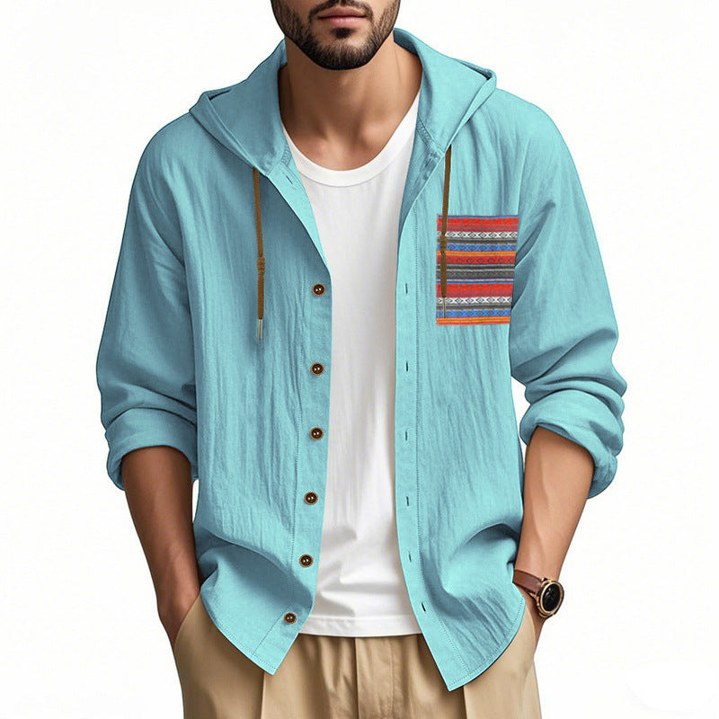 Veste à capuche décontractée pour hommes avec motif coloré et boutons pratiques Chic und Stil