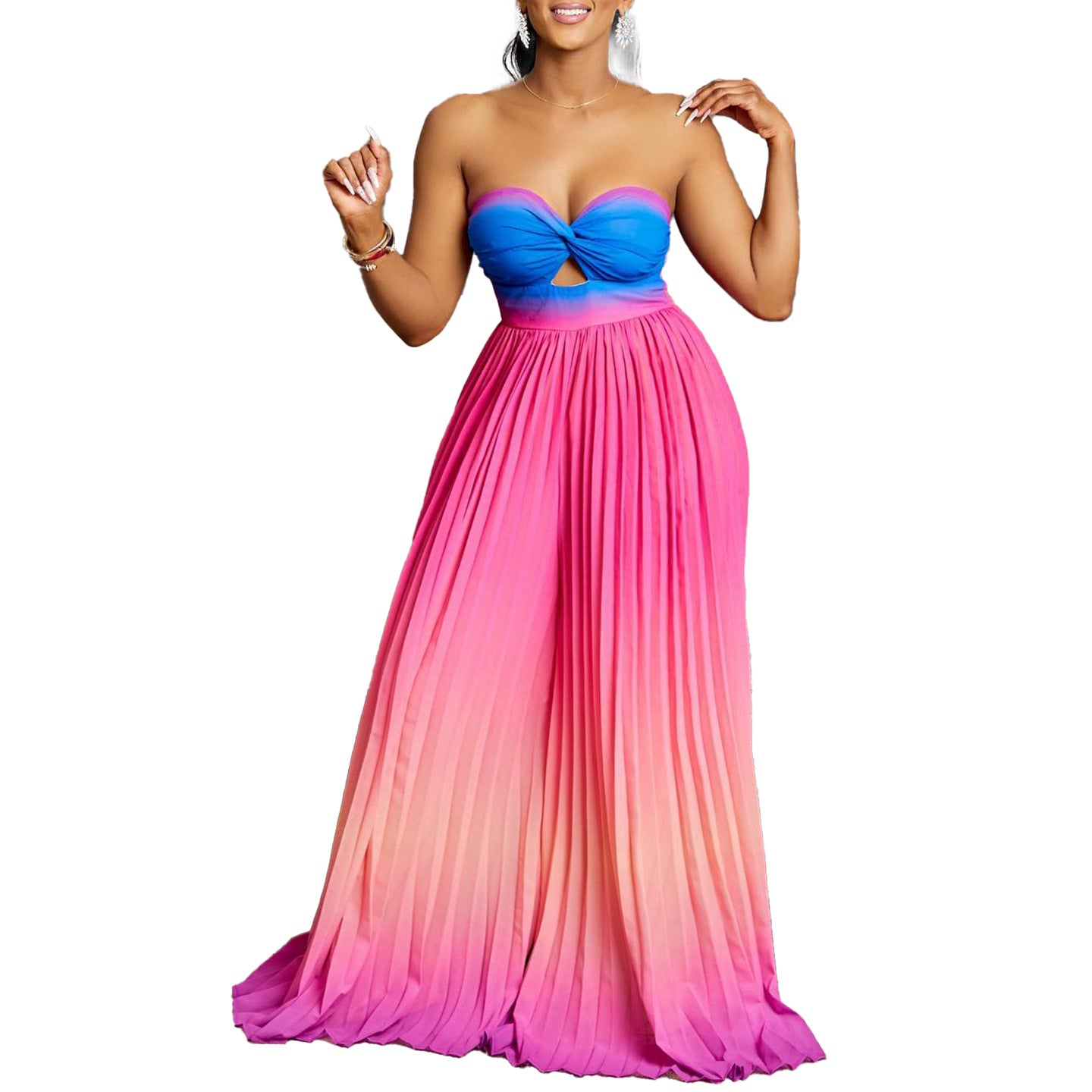 Robe maxi sans bretelles pour dames avec des détails plissés Chic und Stil