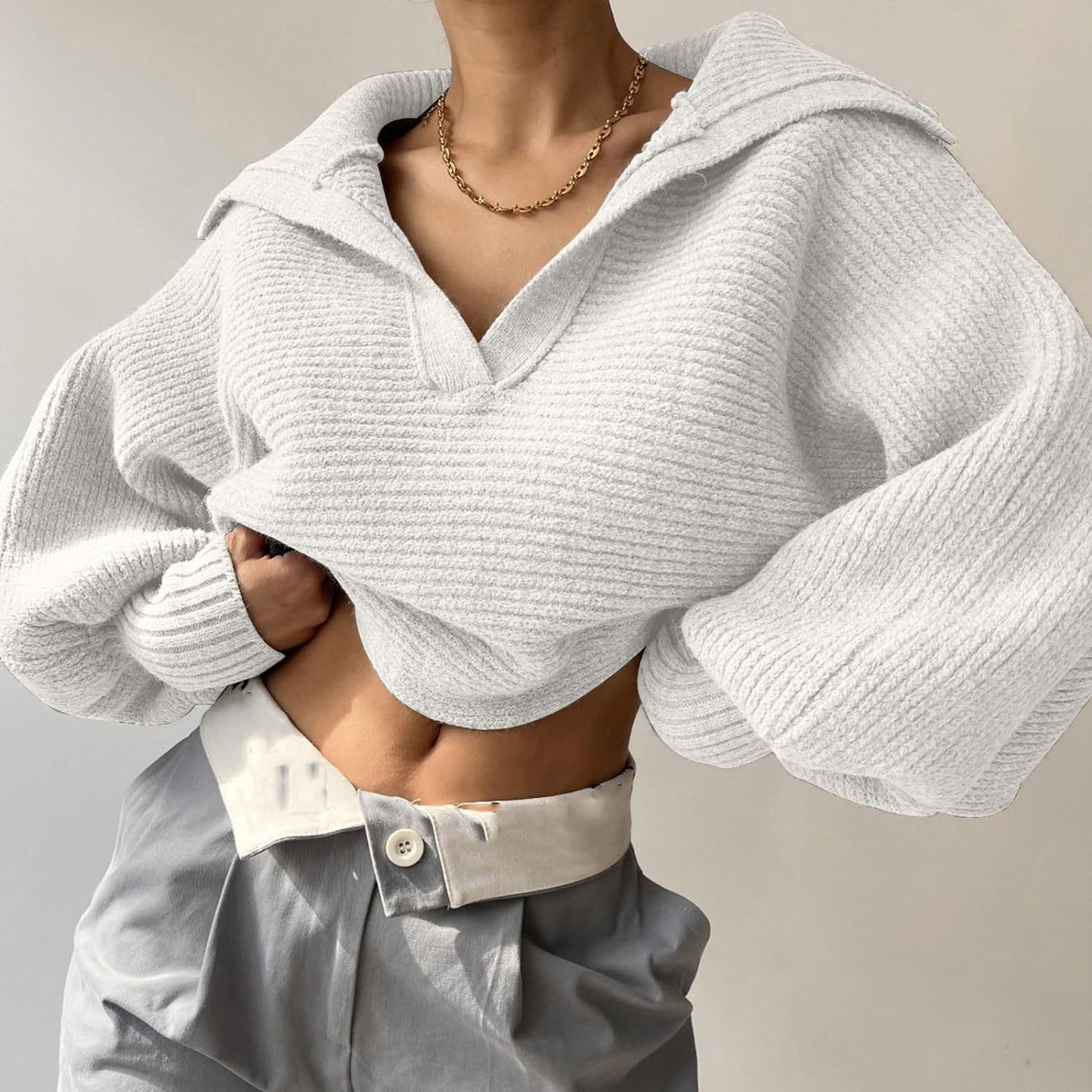 Pull oversized décontracté pour femmes avec des manches structurées Chic und Stil
