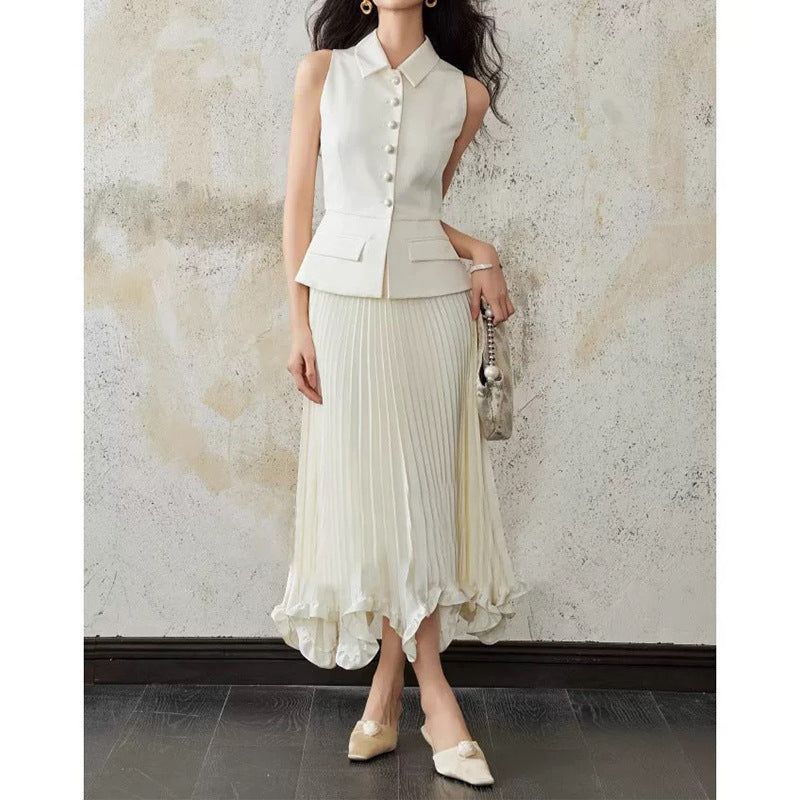 Jupe maxi plissée fluide Chic und Stil pour femme