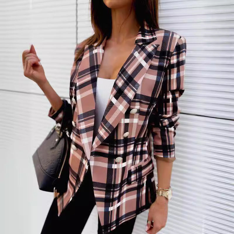 Blazer à carreaux pour dames à double boutonnage sur mesure Chic und Stil