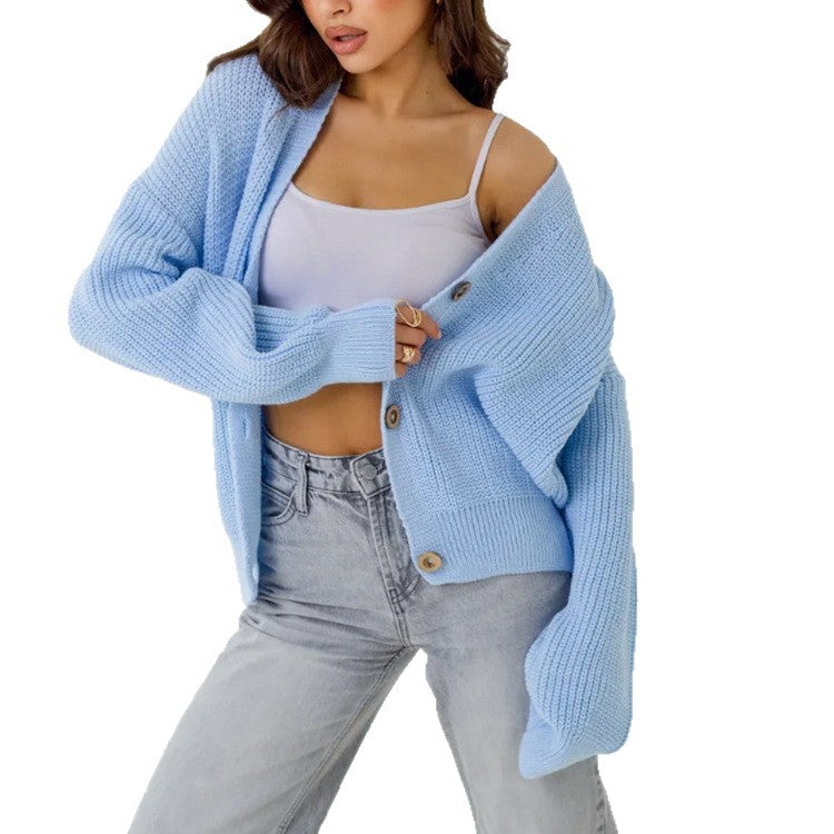 Cardigan en tricot décontracté pour femmes avec détails en boutons et manches évasées Chic und Stil