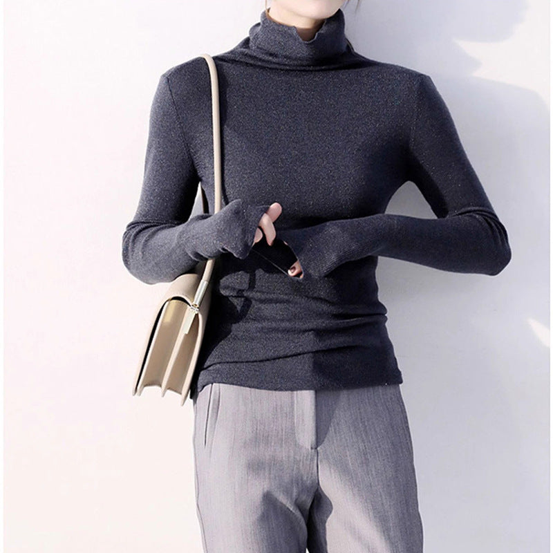 Haut à col roulé étincelant à manches longues pour femmes Chic und Stil