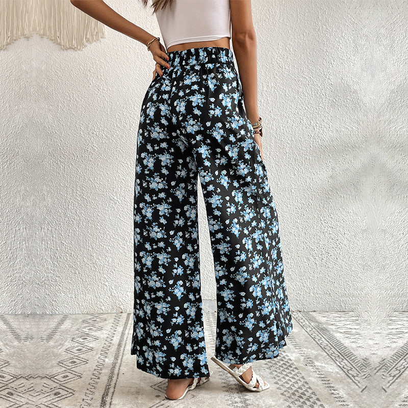Pantalons à fleurs à jambes larges pour femmes Chic und Stil