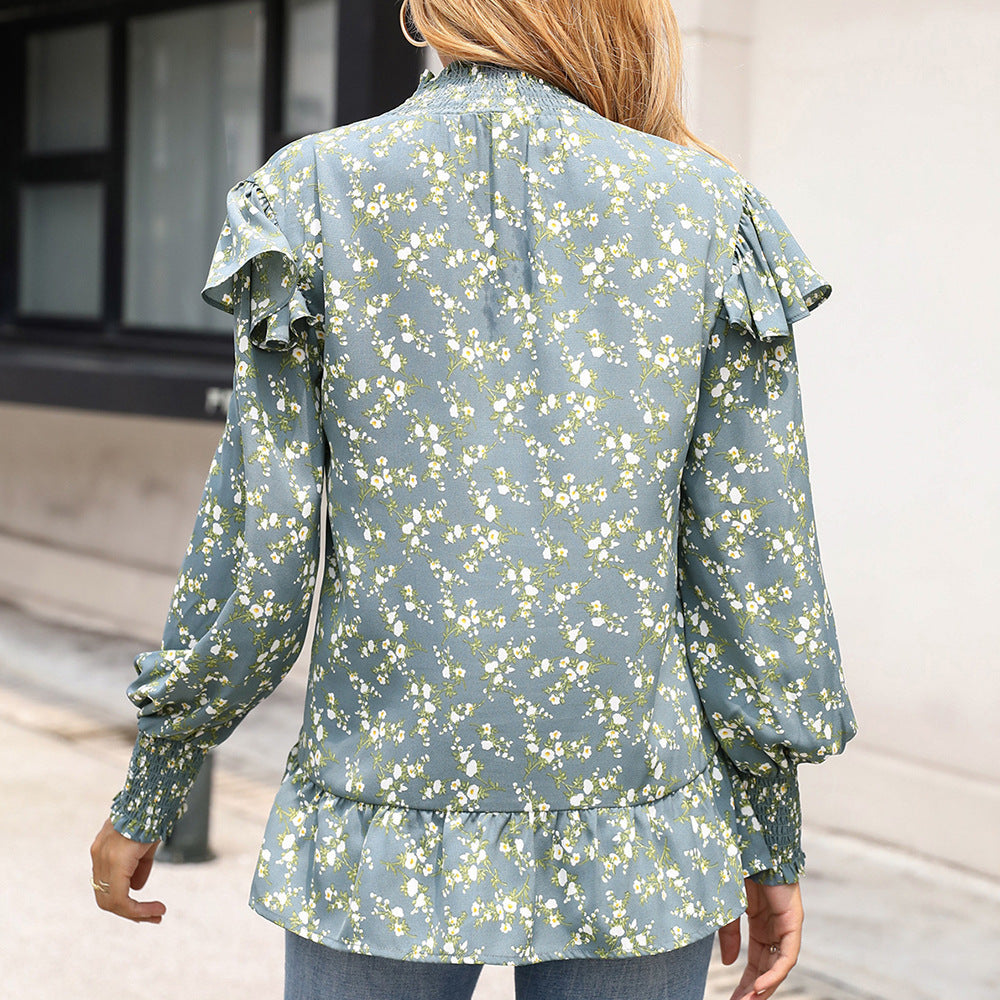 Blouse élégante pour femmes avec détail en volants et col haut Chic und Stil