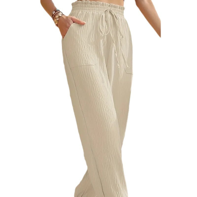 Casual fabric pants for women with deep pockets and an elastic waist Chic and Style