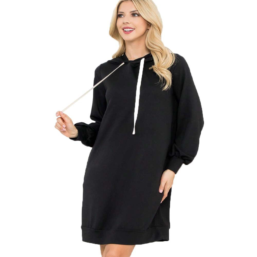 Robe de hoodie pour femmes avec des manches ballon élégantes et une poche kangourou pratique Chic & Stil
