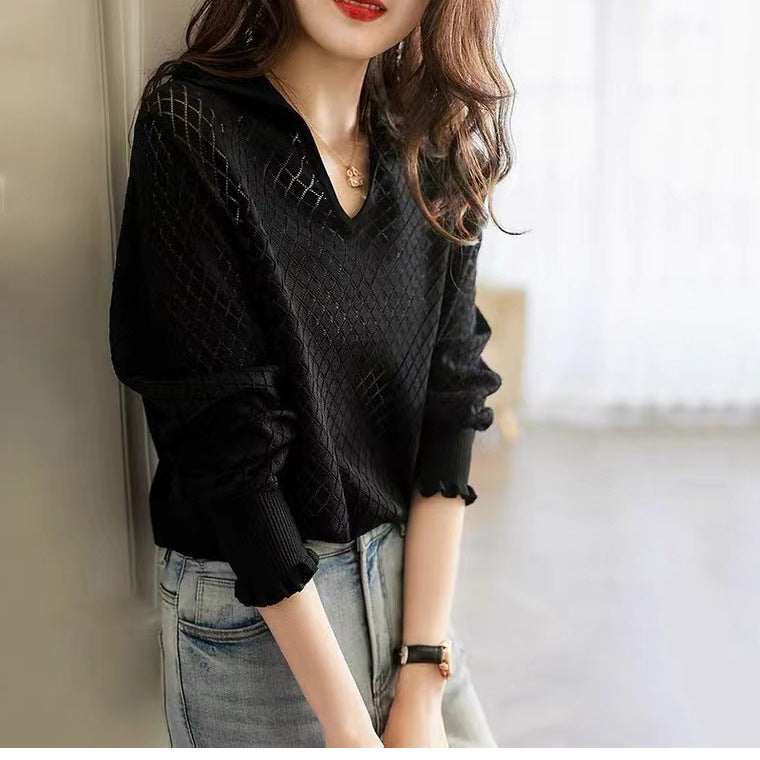 Pull texturé pour femmes à col V Chic und Stil