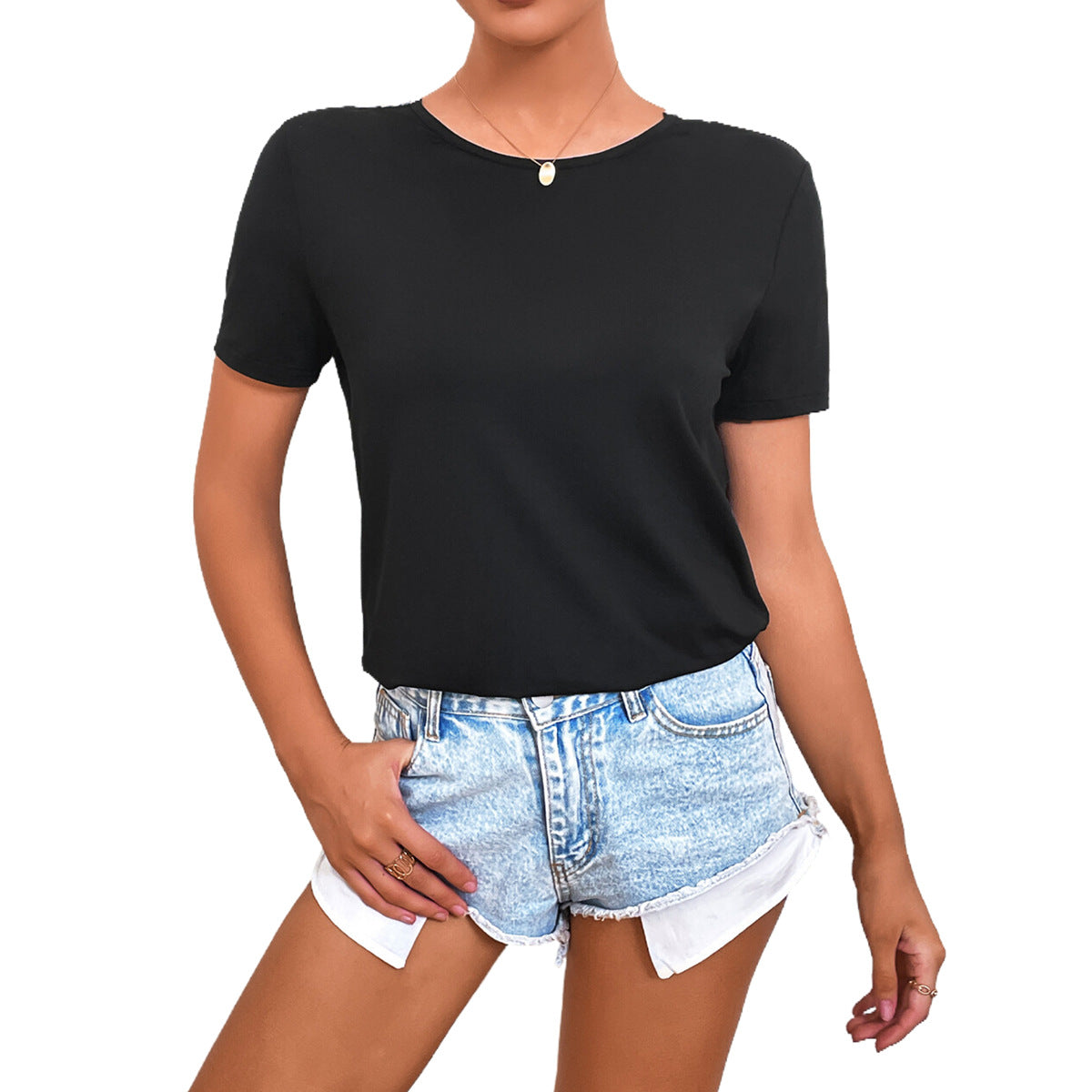 Top dames avec décolleté en dentelle et détail de lien Chic und Stil