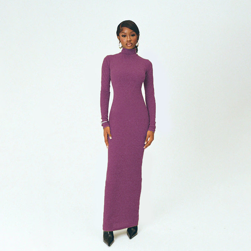 Robe maxi à col roulé ajustée pour femmes Chic und Stil
