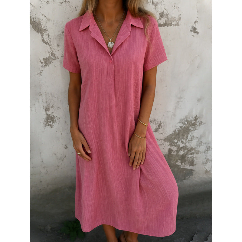 Robe chemise décontractée pour femmes à manches courtes et détails de boutons Chic und Stil